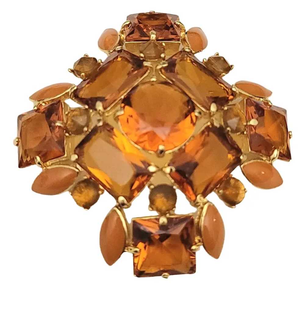 Joan Rivers Gold Tone Orange Open Back Rhinestone… - image 2