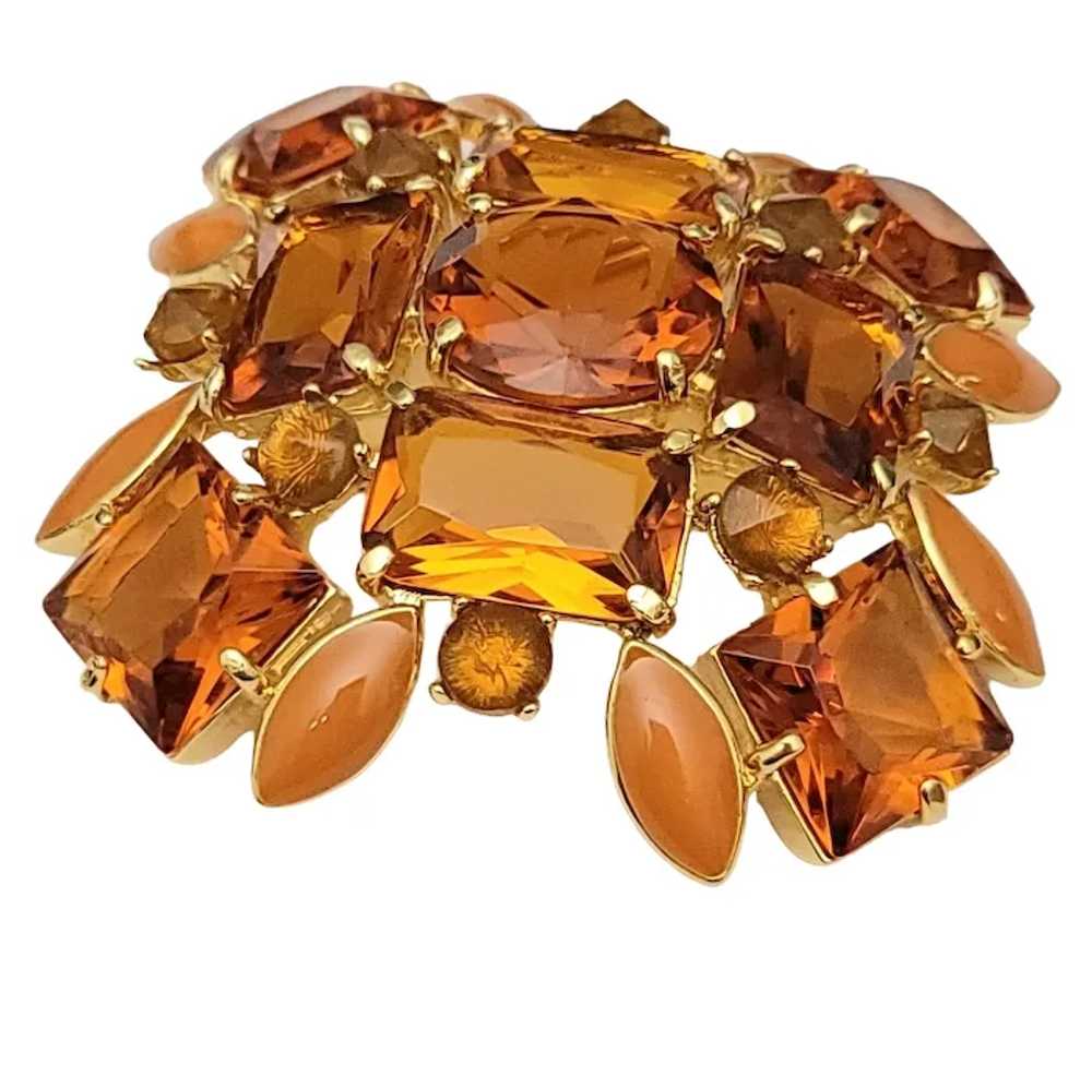 Joan Rivers Gold Tone Orange Open Back Rhinestone… - image 3