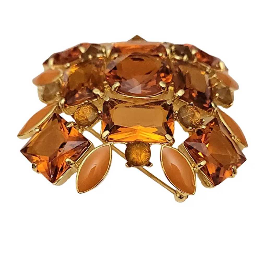 Joan Rivers Gold Tone Orange Open Back Rhinestone… - image 4