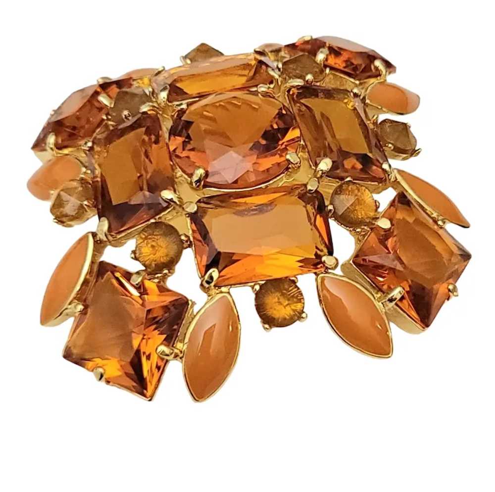 Joan Rivers Gold Tone Orange Open Back Rhinestone… - image 5