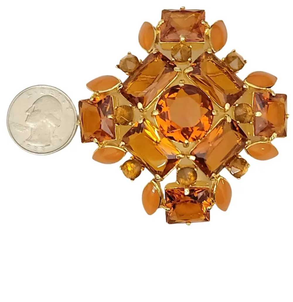 Joan Rivers Gold Tone Orange Open Back Rhinestone… - image 7