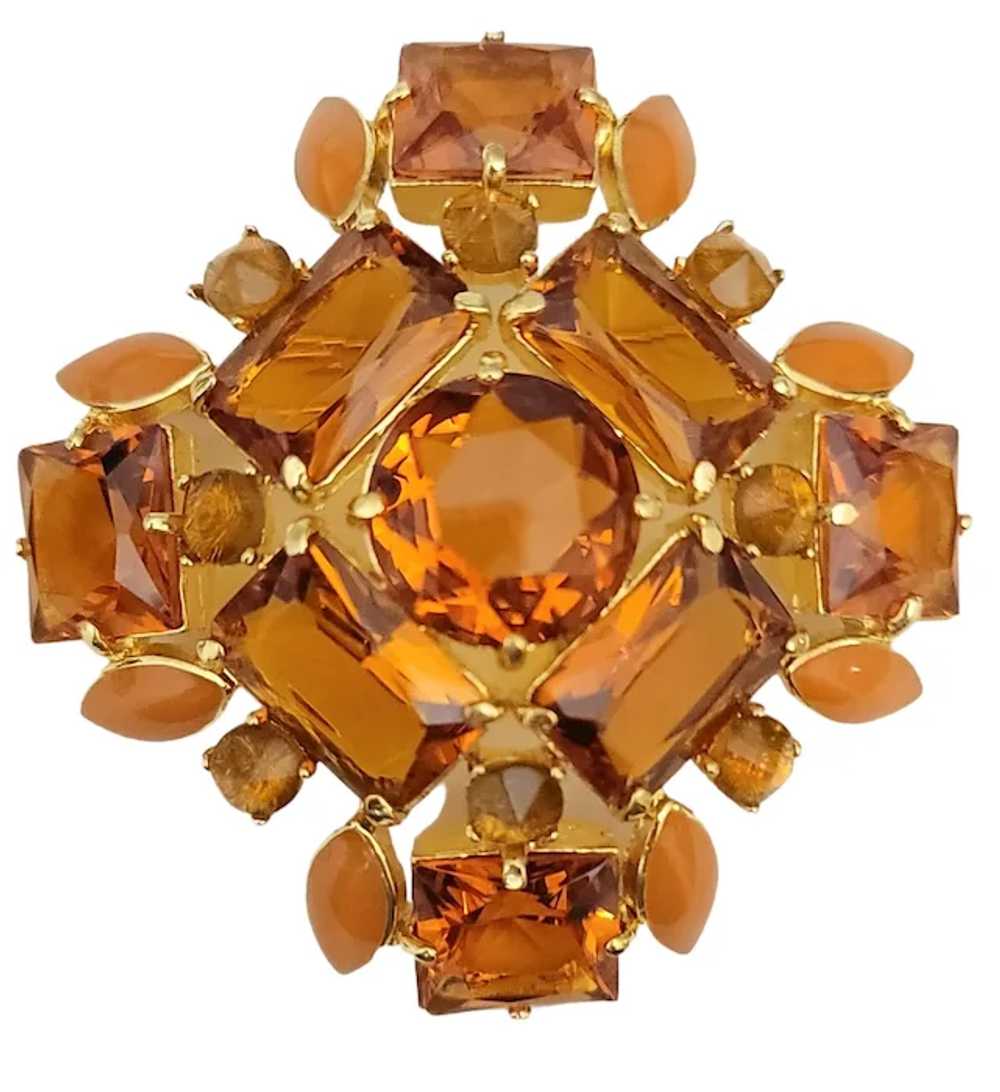 Joan Rivers Gold Tone Orange Open Back Rhinestone… - image 9