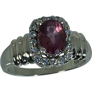 14k Pink Tourmaline & Diamonds Ring, free resize - image 1