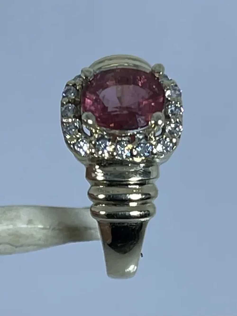 14k Pink Tourmaline & Diamonds Ring, free resize - image 2