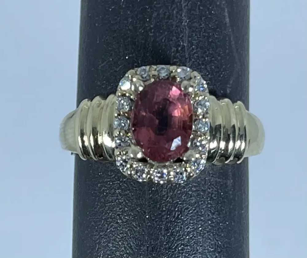 14k Pink Tourmaline & Diamonds Ring, free resize - image 3