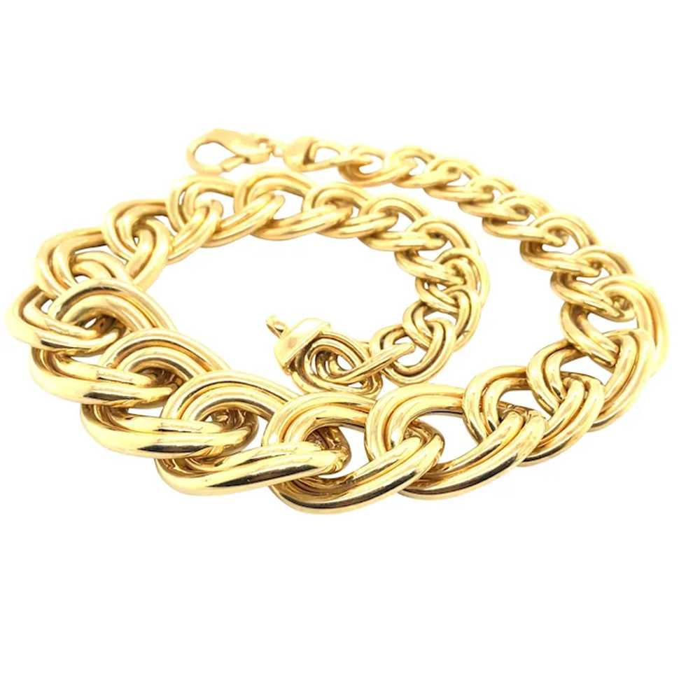 14k Yellow Gold Double Curb Link Necklace - image 2