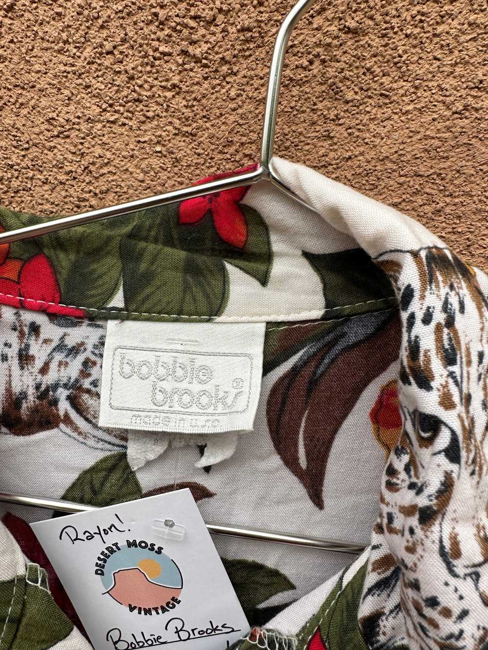 Bobbie Brooks Floral Blouse with Jaguars - Rayon - image 2