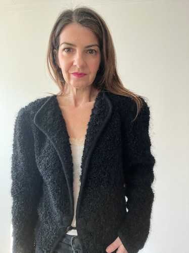 Susan Bristol black boucle mohair wool cardigan (S