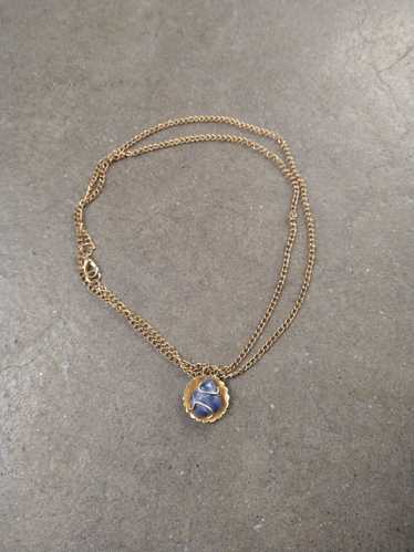 Jewelry × Streetwear Gold Tone Necklace Blue Sodal