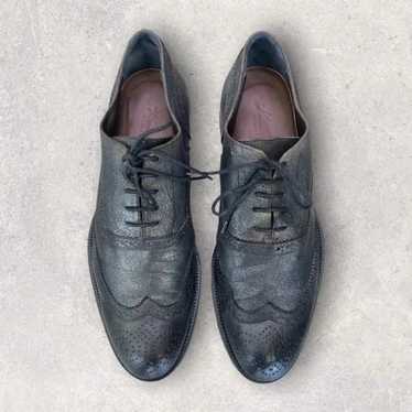 Kenneth Cole Lace-Up Metallic Dark Gray Leather W… - image 1