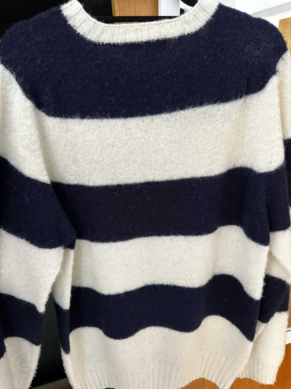 YMC White and blue striped mohair sweater - image 2