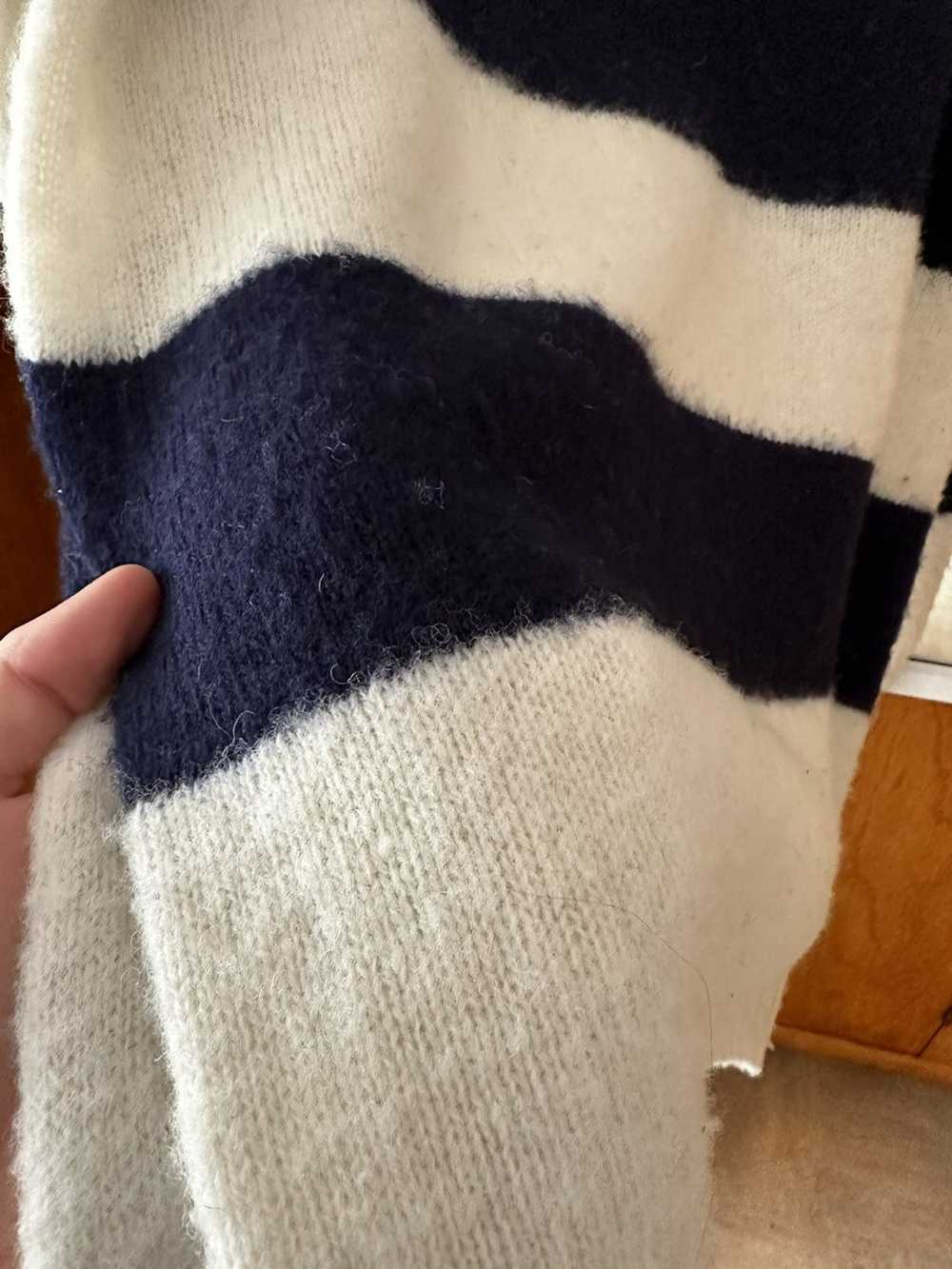 YMC White and blue striped mohair sweater - image 3