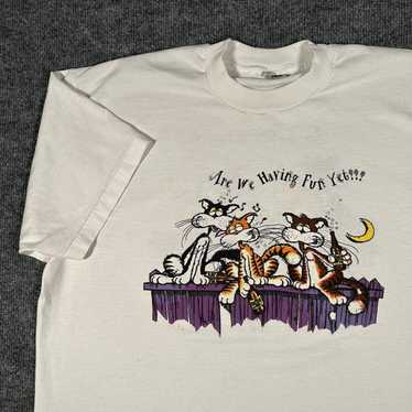 Animal Tee × Vintage vintage white funny cat beer… - image 1