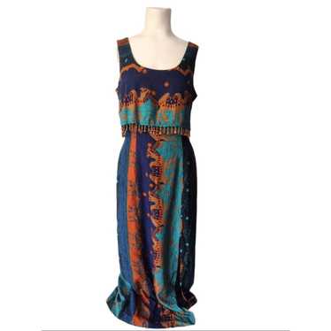 Vintage Vtg Just Choon Camel Print Maxi Dress Siz… - image 1