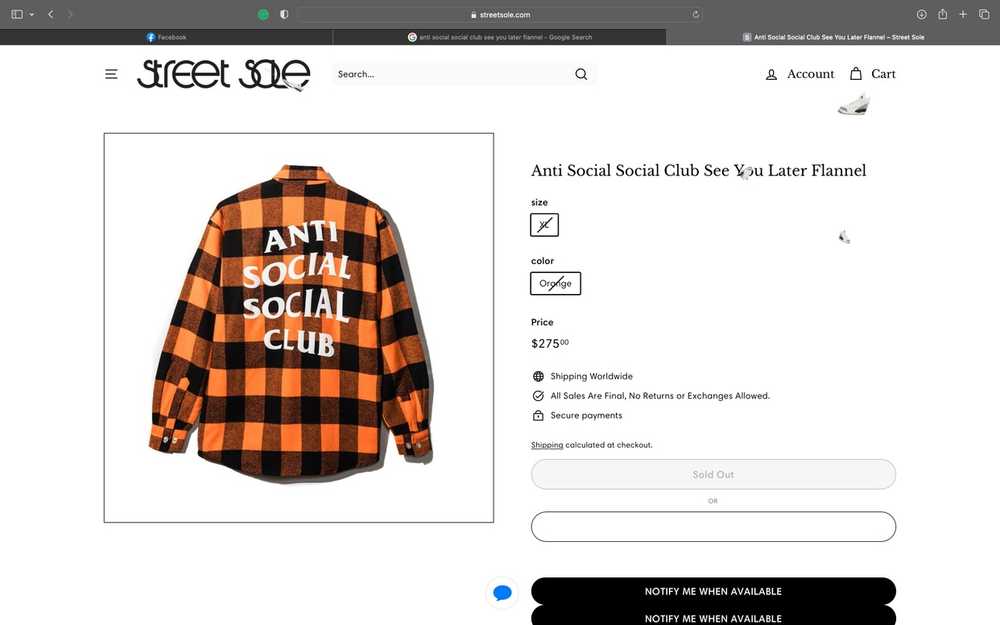 Anti Social Social Club Anti social social club s… - image 1