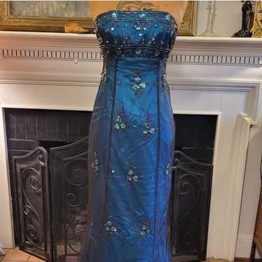 Vintage Beaded Evening Gown Y2k Column Dress by Alan Cherry 