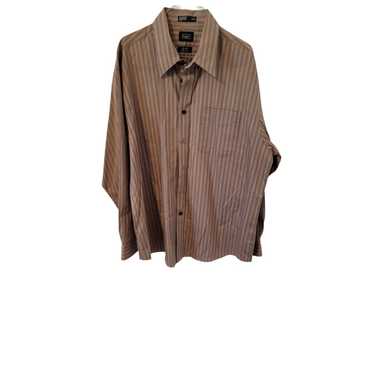 Haggar Men's Brown Striped Haggar XL No Iron Shirt - image 1