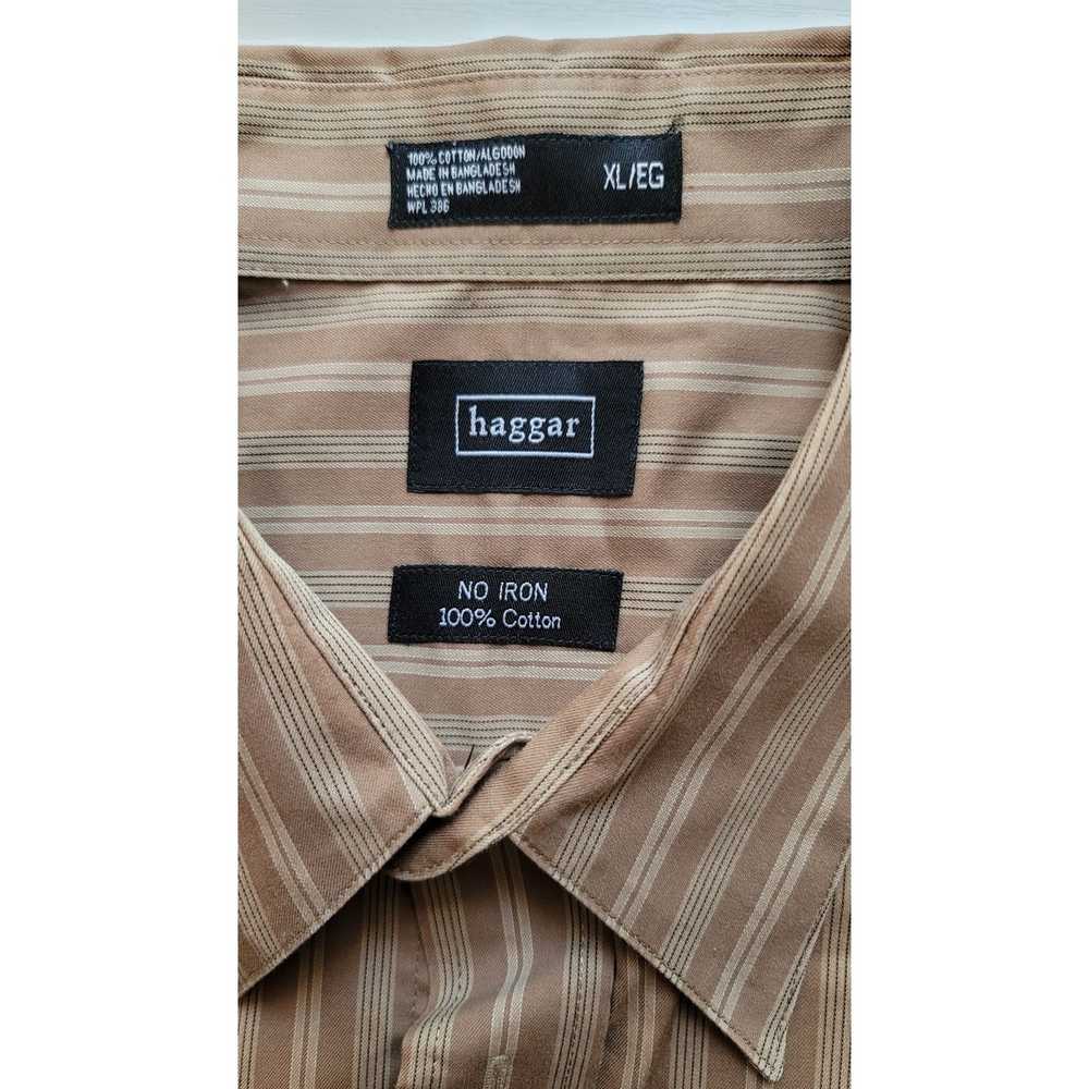 Haggar Men's Brown Striped Haggar XL No Iron Shirt - image 8