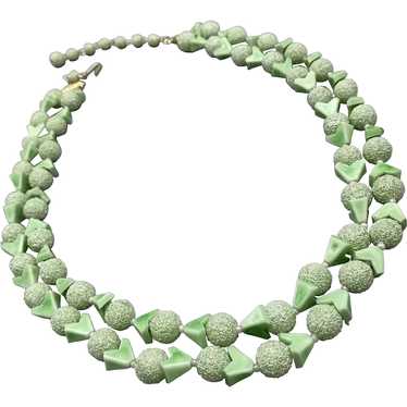 Green Necklace Glass Beaded orders 22 in Vintage 1960 1950 MCM Japan Multi- Strand