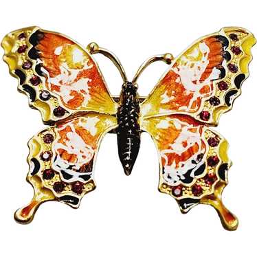 Vintage Vibrant Enameled Butterfly Brooch [A1679] - image 1