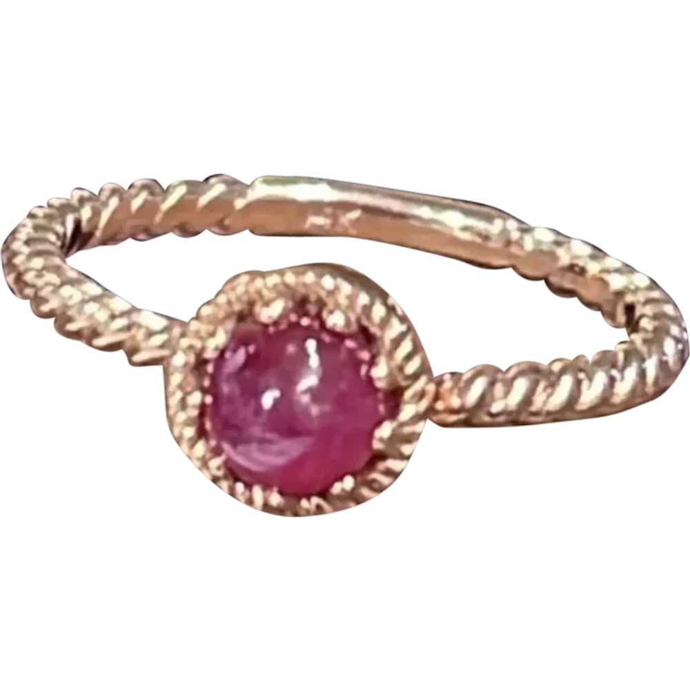 14k Rose Gold Cabochon Ruby ring - image 1