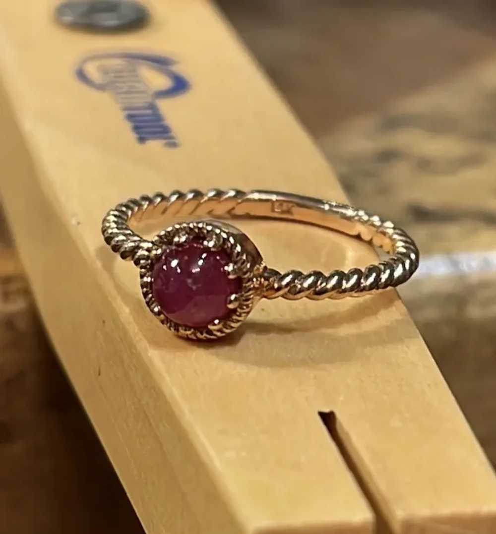14k Rose Gold Cabochon Ruby ring - image 4