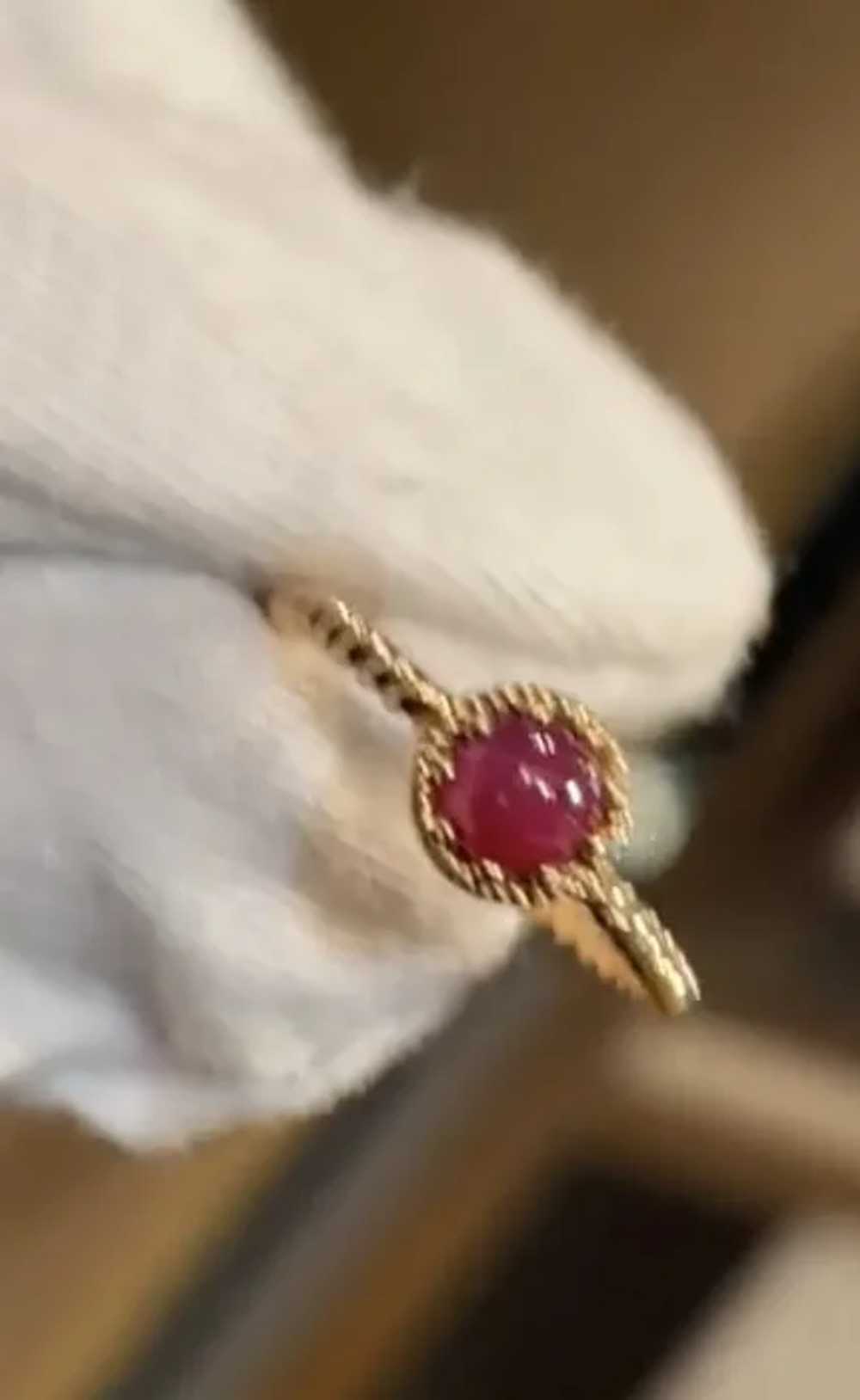 14k Rose Gold Cabochon Ruby ring - image 6
