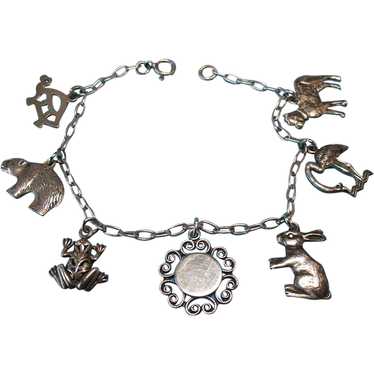 Vintage Sterling Silver Animal Theme Charm Bracele