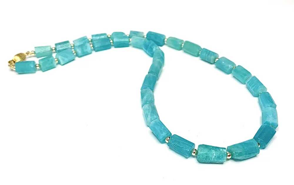 Top Quality Amazonite and 14k gold Necklace - image 2