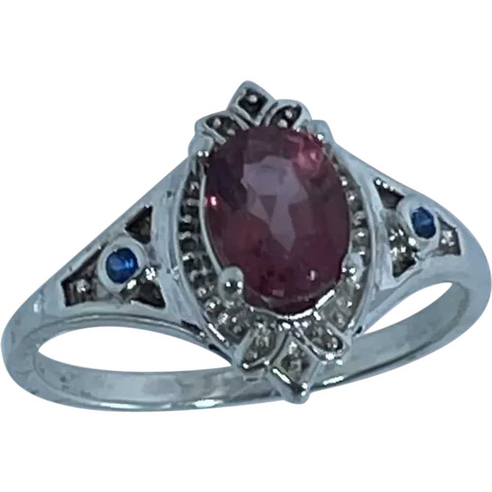 14k Pink Tourmaline & Sapphire Ring, free resize. - image 1