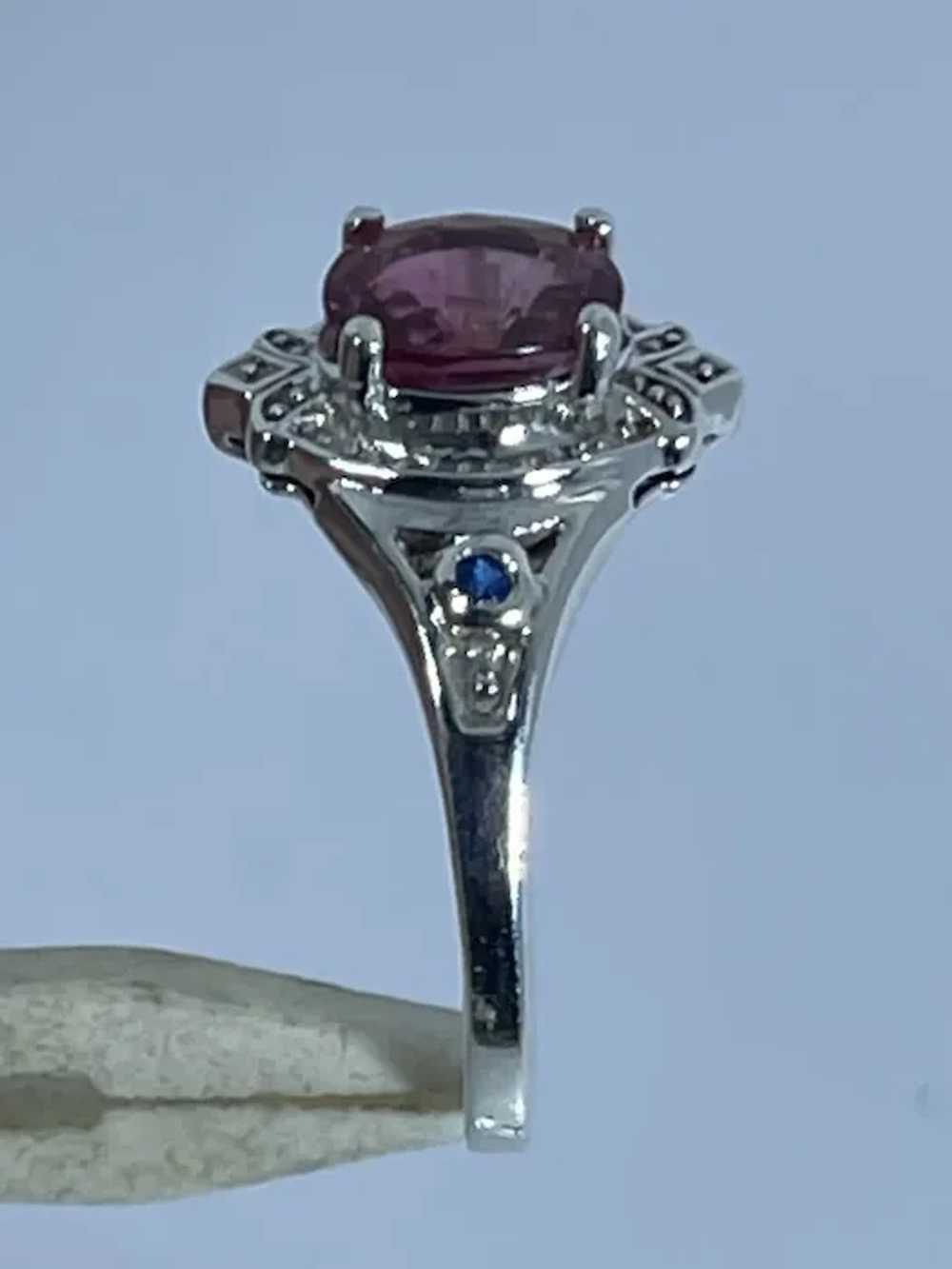 14k Pink Tourmaline & Sapphire Ring, free resize. - image 3