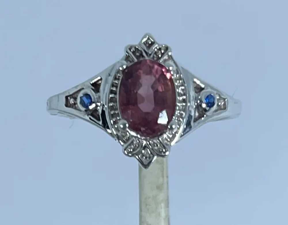 14k Pink Tourmaline & Sapphire Ring, free resize. - image 7