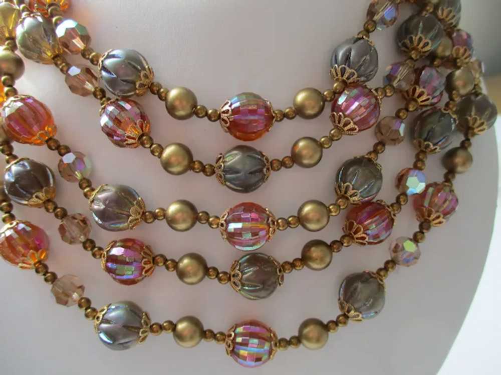 Vendome Five Strand Glass Bead Necklace Bracelet … - image 5