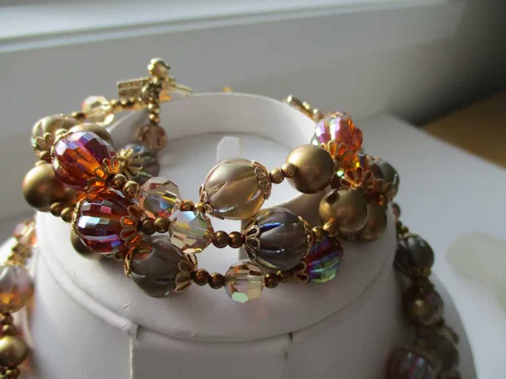 Vendome Five Strand Glass Bead Necklace Bracelet … - image 6