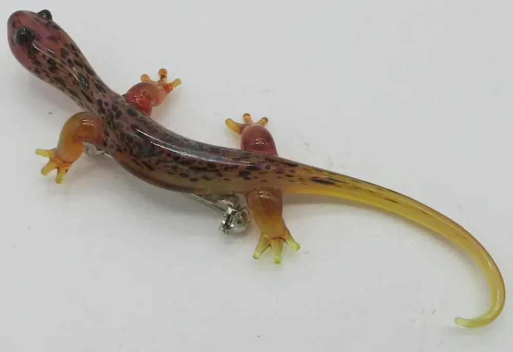 Hand Blown Glass Lizard Brooch - image 2