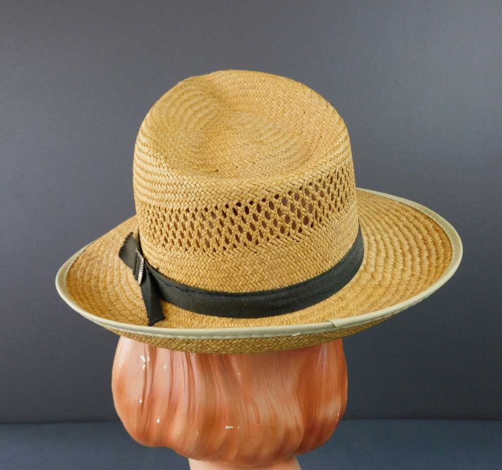 Vintage Straw Fedora Men's Hat 1960s, medium, 22-… - image 4