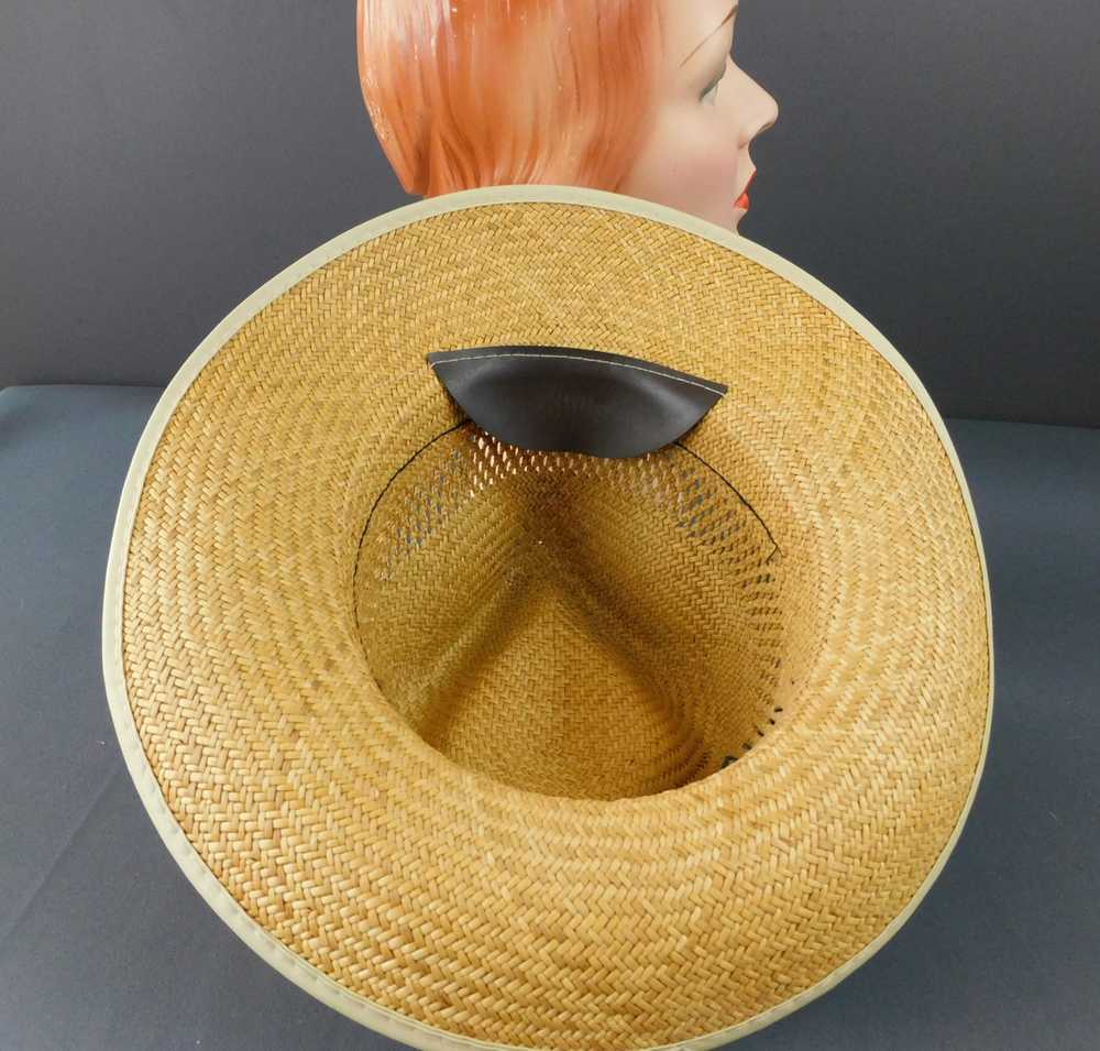 Vintage Straw Fedora Men's Hat 1960s, medium, 22-… - image 9