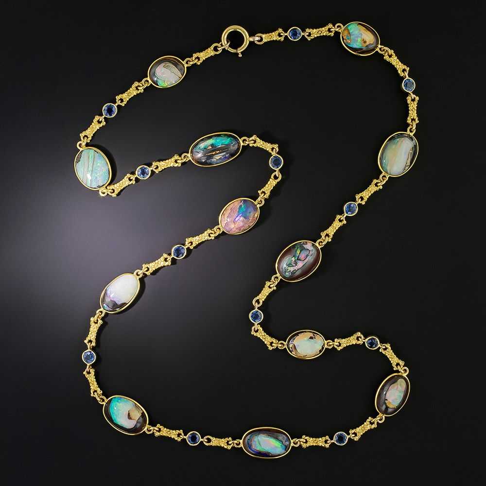 Art Nouveau Opal And Sapphire Necklace - image 1