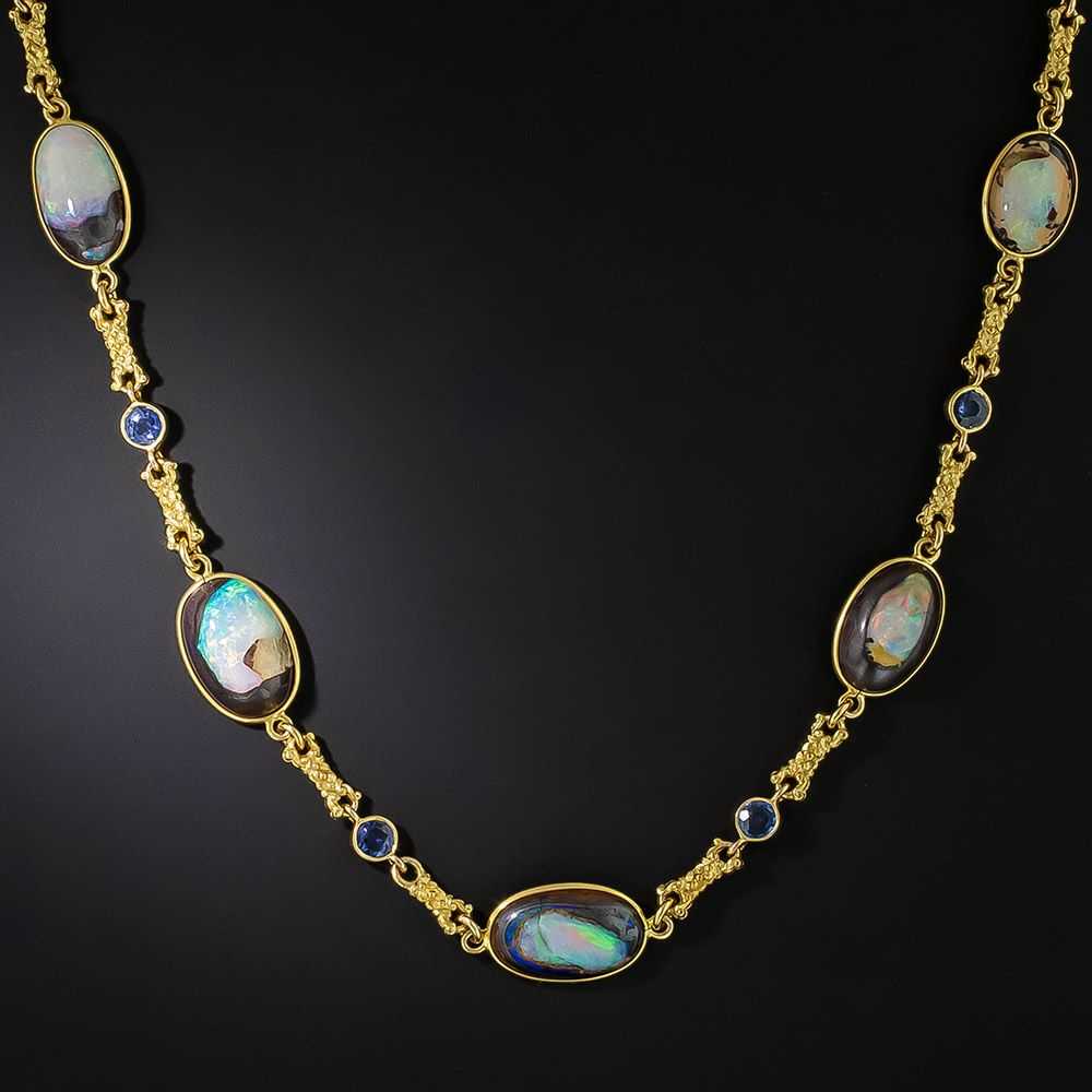 Art Nouveau Opal And Sapphire Necklace - image 2