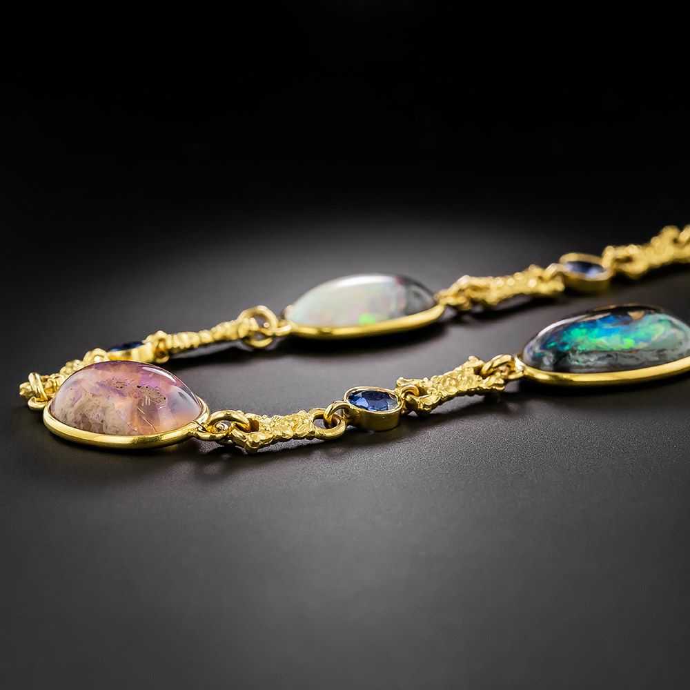 Art Nouveau Opal And Sapphire Necklace - image 3