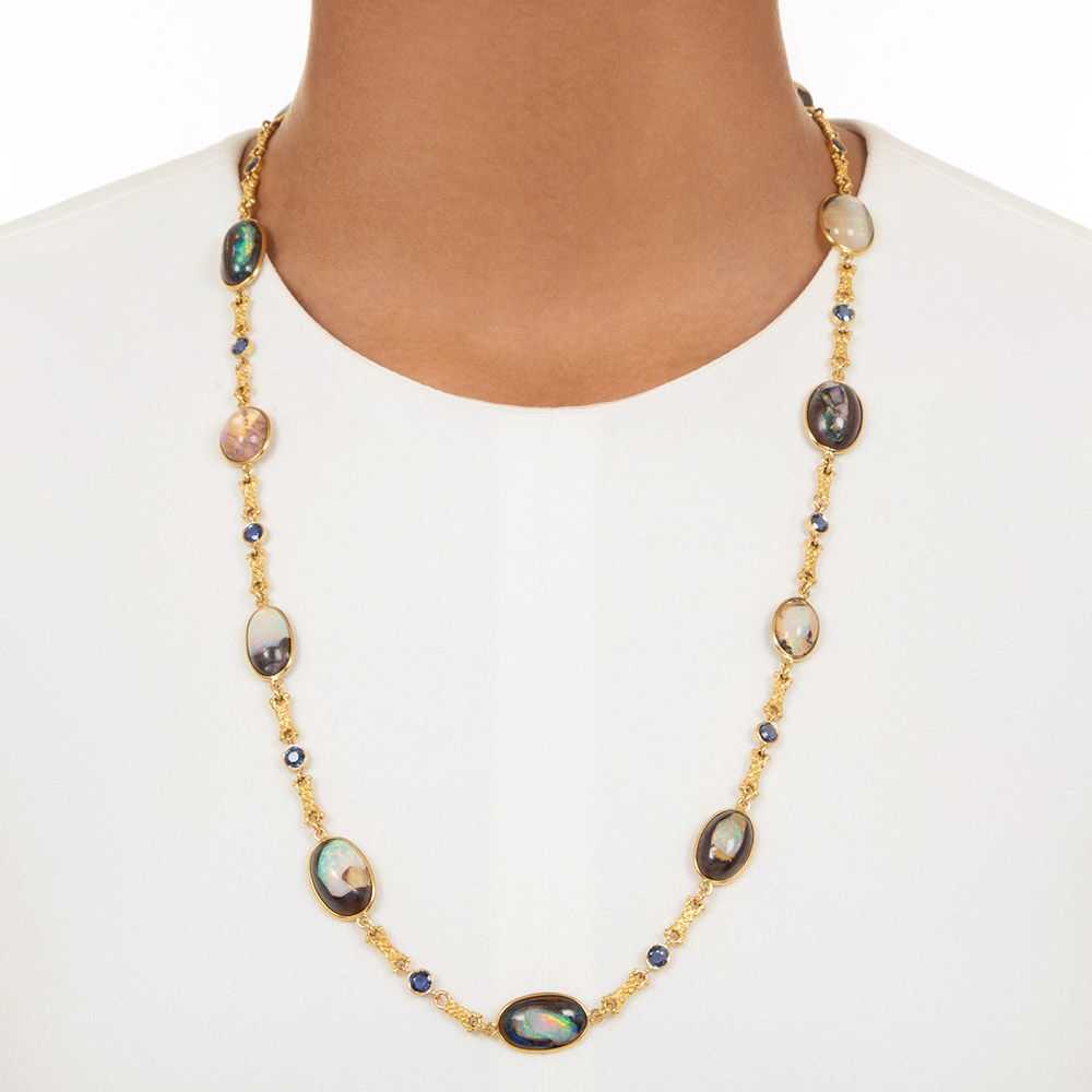 Art Nouveau Opal And Sapphire Necklace - image 4