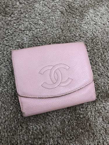 Chanel Chanel pink cc caviar bifold wallet