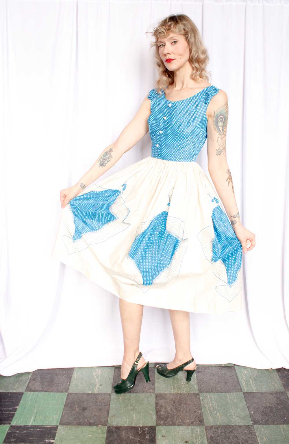 1950s Vicky Vaughn Scarf Print Dress - Small - image 2