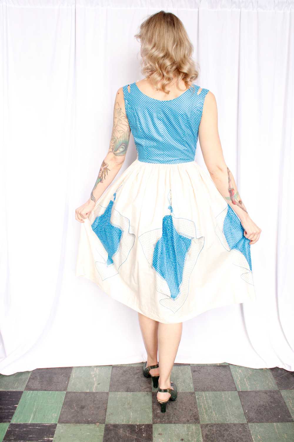 1950s Vicky Vaughn Scarf Print Dress - Small - image 6