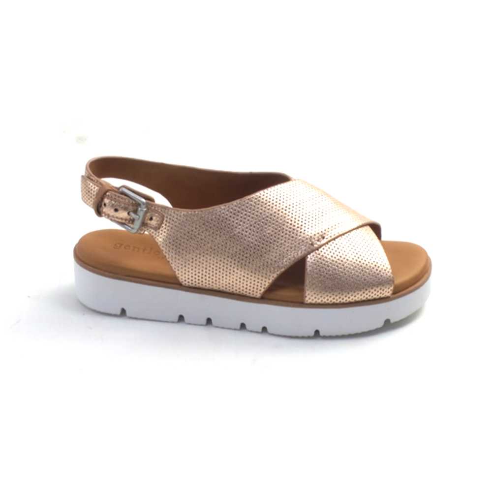 Gentle Souls Leather Cross Band Sandals Rose Gold - image 1