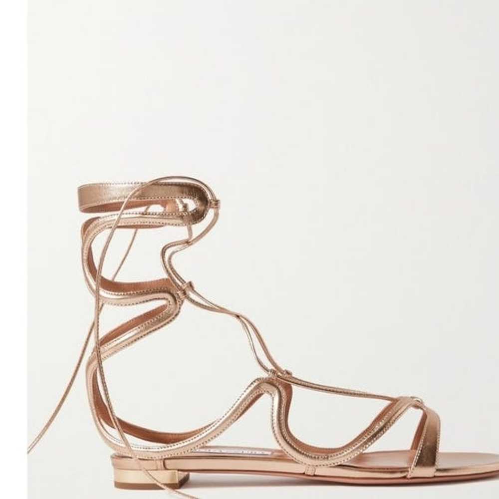 Aquazzura AQUAZZURA Pompei Lace-up Metallic Leath… - image 1