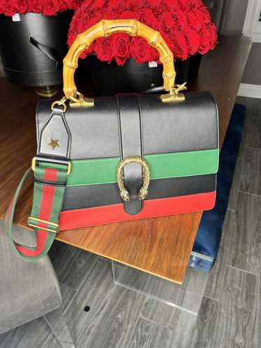 Gucci Dionysus Bamboo Top Handle Bag Colorblock Leather Large Black, Green,  Red