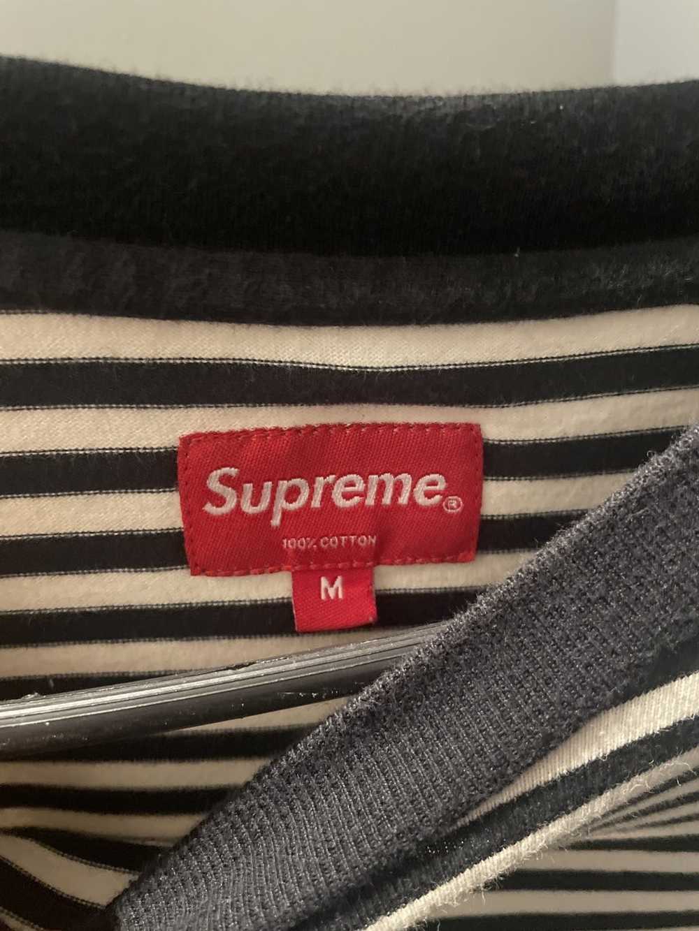 Supreme Striped Logo Long Sleeve Black - image 3