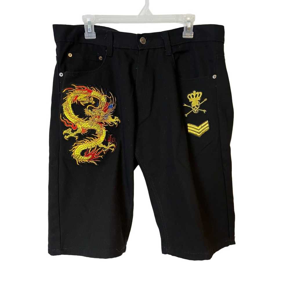 Streetwear Dragon Jean Shorts Streetwear Black Sk… - image 12