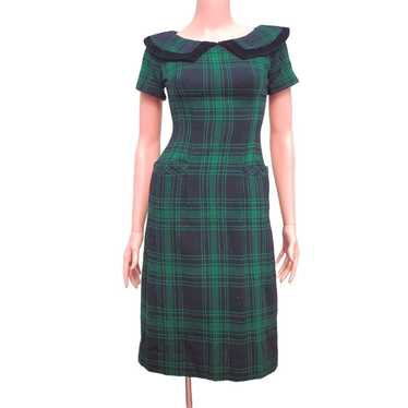 Vintage Vintage 50s XS Wiggle Dress Pin Up Green … - image 1